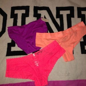 VS Pink set of 3 NWT underwear size L
